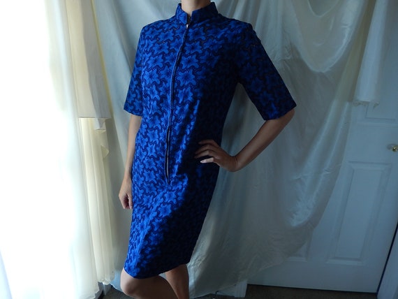 Vintage 1960s Dress - Bright Blue Mod Dress - Lac… - image 5