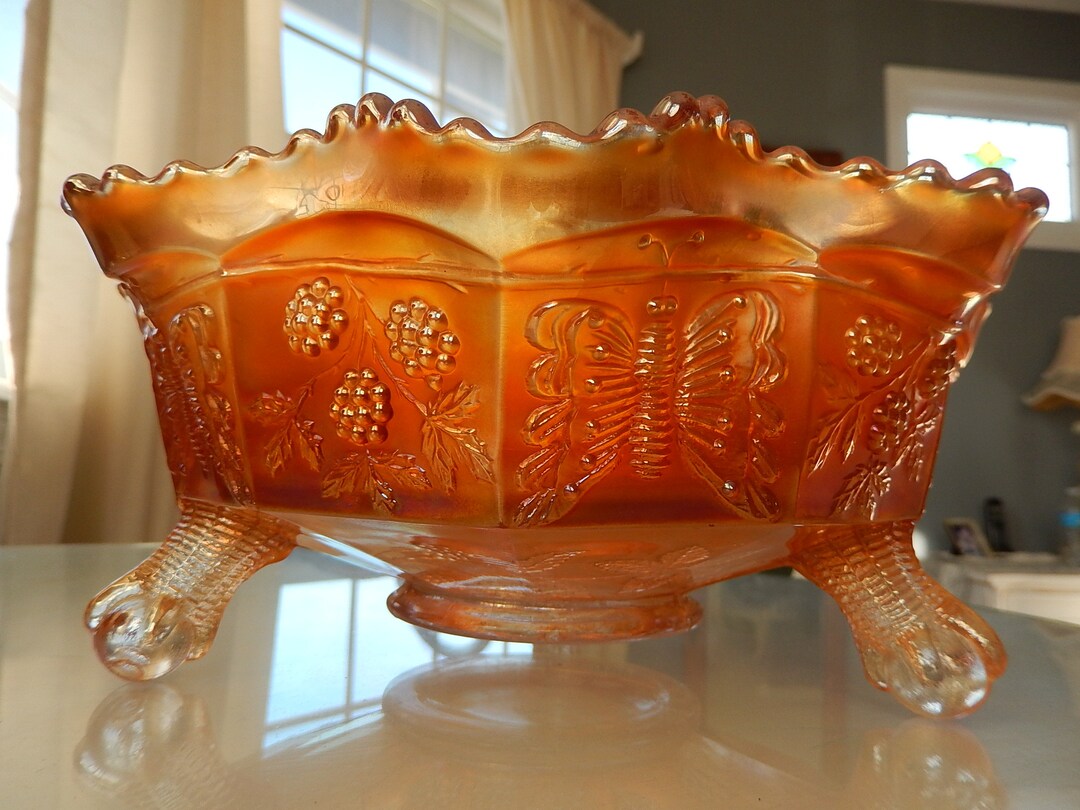 Antique Carnival Glass Depression Glass Marigold Orange Opalescent