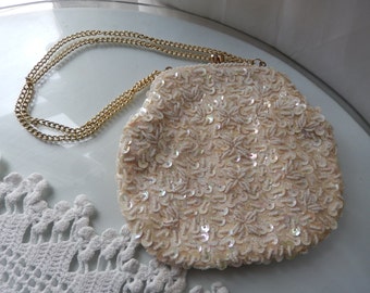 Beaded Evening Bag - Beaded Purse - Vintage Beaded Bag - Beaded Handbag - Vintage Purse - Sequin Pearl Purse