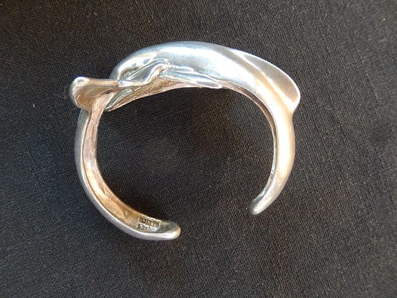 Dolphin Silver Bangle - 925 Silver Cuff - Dolphin… - image 3