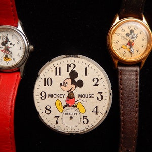 Vintage Mickey Mouse Wristwatches - Steampunk Supplies -  3 Mickey Mouse for Repair/Repurposing/Jewelry Projects/Collage/Parts