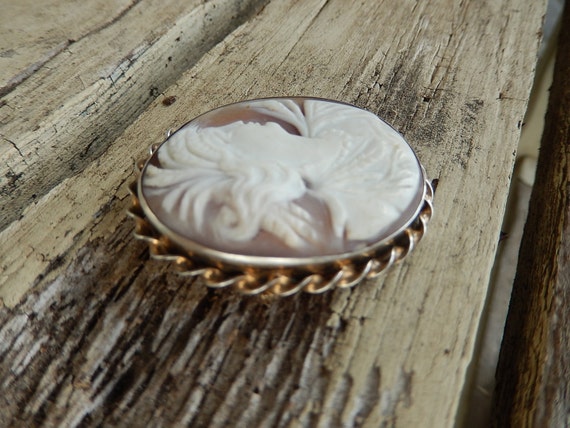 Antique Cameo Brooch - Art Nouveau Broach - Sterl… - image 2