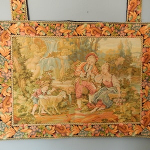 Italian Woven Tapestry - Wall Tapestry with Border - Genuine Woven Tapestry - Hanging Tapestry with  2 Loops - Romantic Scene Tapestry