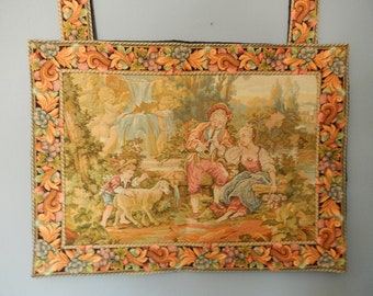 Italian Woven Tapestry - Wall Tapestry with Border - Genuine Woven Tapestry - Hanging Tapestry with  2 Loops - Romantic Scene Tapestry