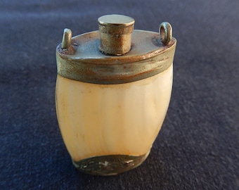Antique MOP Perfume Flask Pendant - Chatelaine Bottle - Vintage Scent Bottle - Mother of Pearl and Silver Perfume Pendant
