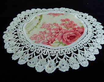 Small Antique Doily - Hand Crocheted Doily - Cottage Chic Doily - Refashioned Doily - Dresser Scarf - Handmade Doily - Vintage Linens