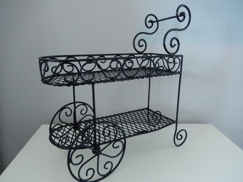 Black Wire Basket Small Wire Cart Black Metal Plant Holder Etsy