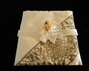 Keepsake Pillow - French Handmade Pillow - Lace and Satin Tiny Pillow - Handmade Satin Pillow - Ring Bearer Pillow - Rare Linens