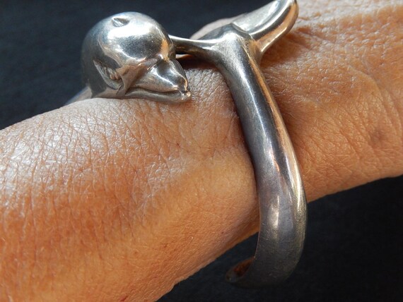 Dolphin Silver Bangle - 925 Silver Cuff - Dolphin… - image 6