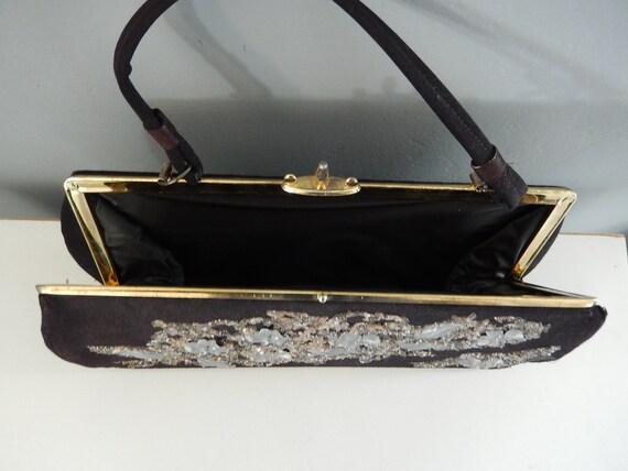 Vintage Black Purse - Decorative 1950s Purse - Se… - image 6