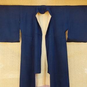 Japanese Silk Kimono - Vintage Kimono - Navy Blue Silk Kimono - Kimono Robe - Japanese Dressing Gown - 1930s Kimono
