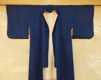 Japanese Silk Kimono - Vintage Kimono - Navy Blue Silk Kimono - Kimono Robe - Japanese Dressing Gown - 1930s Kimono