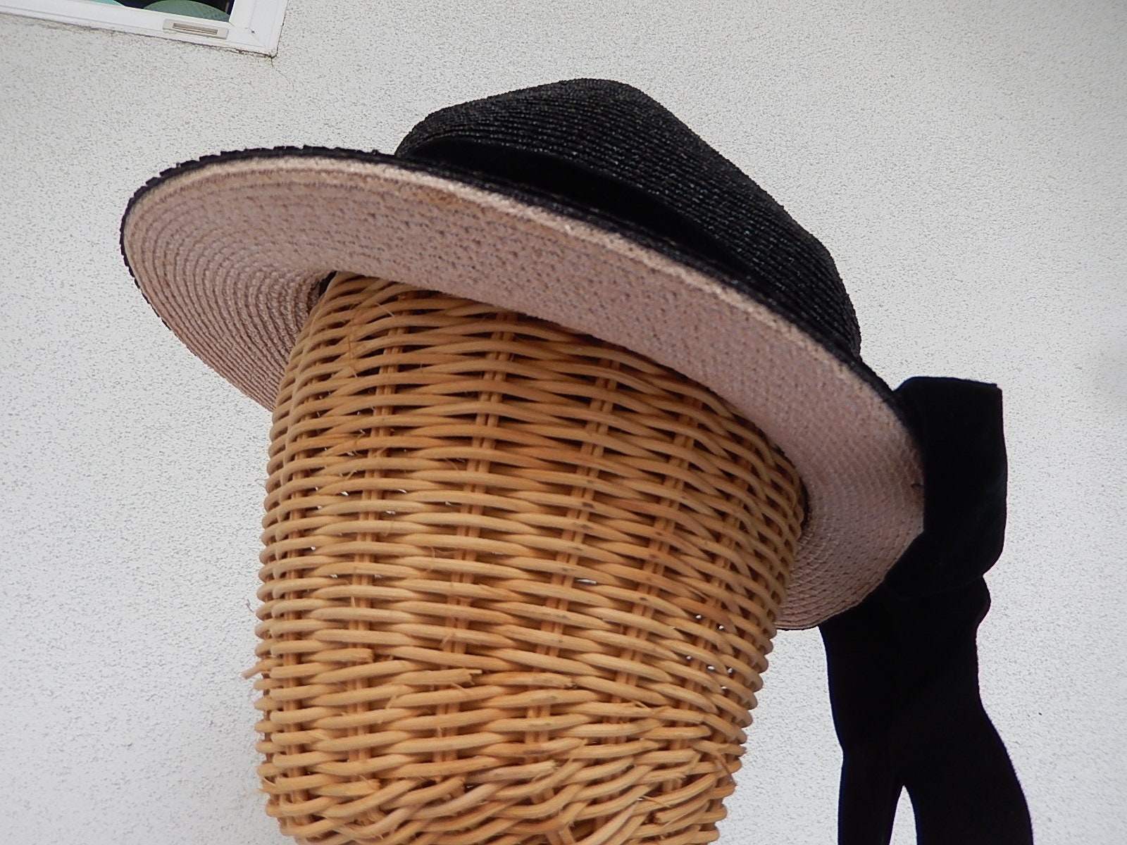 Wide-Brim Black Straw Hat with Decorative Knot Saks Fifth Ave Saks Fifth Avenue Straw Hats for Women for sale | eBay main image 4