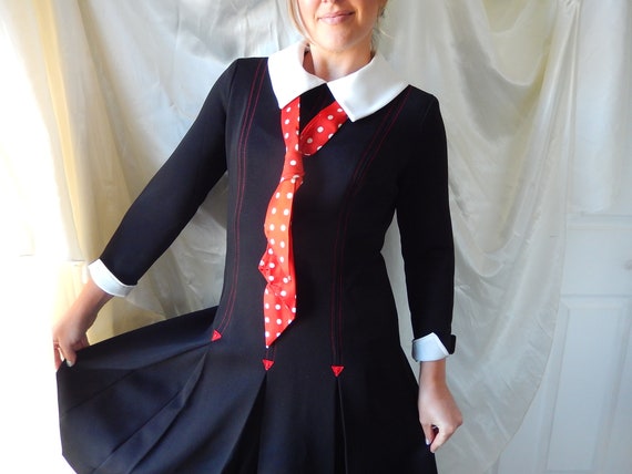 Vintage Mod Polyester Dress - Anjac Fashions Dress