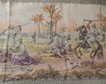 Antique Large Belgium Tapestry - Arabian Market Scene Tapestry - Tapestry Wall Hanging - Bedouin Market Scene Tapestry Wall Hanging