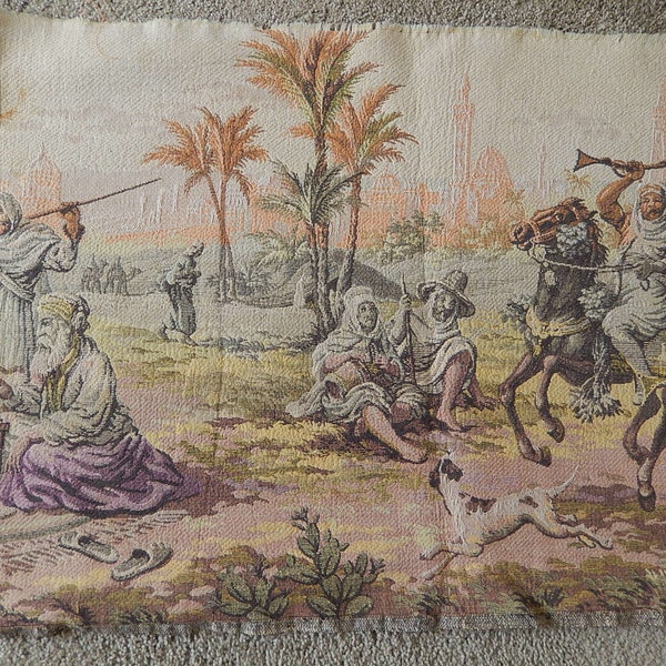 Antique Large Belgium Tapestry - Arabian Market Scene Tapestry - Tapestry Wall Hanging - Bedouin Market Scene Tapestry Wall Hanging