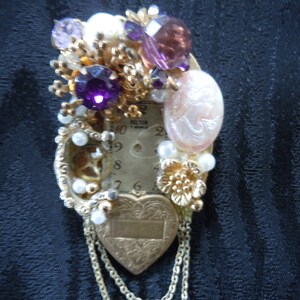 Steampunk Watch Brooch Vintage Collage Broach Lavender Watch Broach Watch Pin Brooch Pin image 2