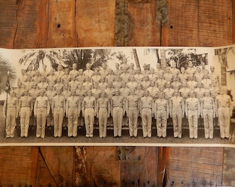 Panoramic 24 1/2" WW2 Photograph - WW2 Military Photo - Panoramic of Soldiers in Pacific - Historic Long Professional Photo of Soldiers