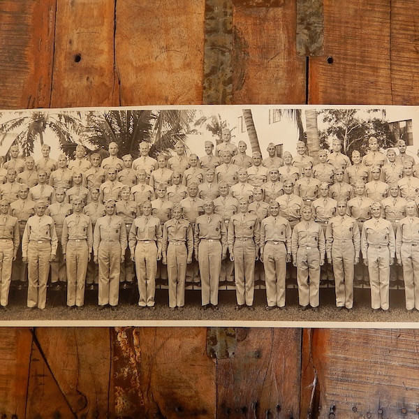 Panoramic 24 1/2" WW2 Photograph - WW2 Military Photo - Panoramic of Soldiers in Pacific - Historic Long Professional Photo of Soldiers