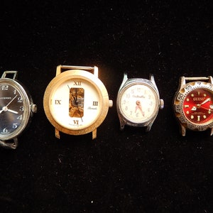 Vintage Watches Lot of 4 - Steampunk Supplies - Watches for Repair/Repurposing/Jewelry Projects/Collage/Parts/No.11A