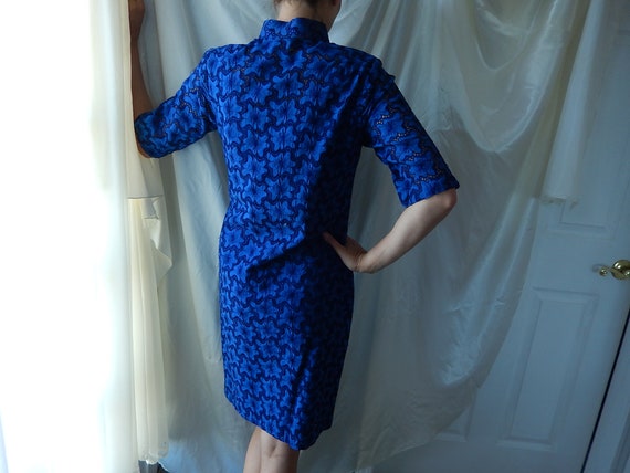 Vintage 1960s Dress - Bright Blue Mod Dress - Lac… - image 4