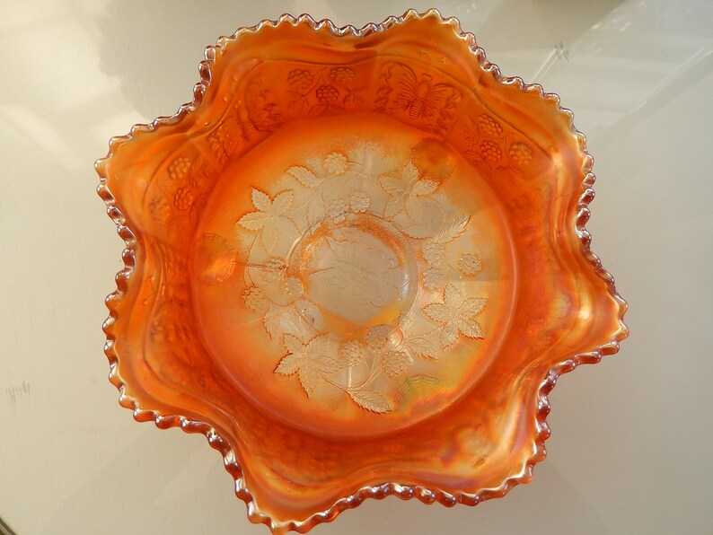 Antique Carnival Glass Depression Glass Marigold Orange Etsy