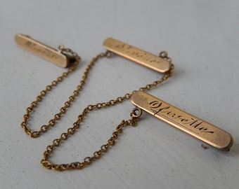 Antique Brooch Safety Chain  - Hayward Jewelry - Gold Tone Safety Pin Chain - Rare Jewelry - Steampunk Chain - Lapel Pin Chain
