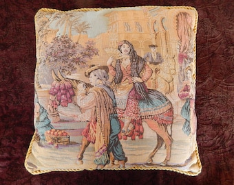 Italian Tapestry Pillow - Genuine Woven Italian Tapestry - Custom Made Pillow - Home Decor - 18 x 18 Large Tapestry Pillow - Victorian Decor