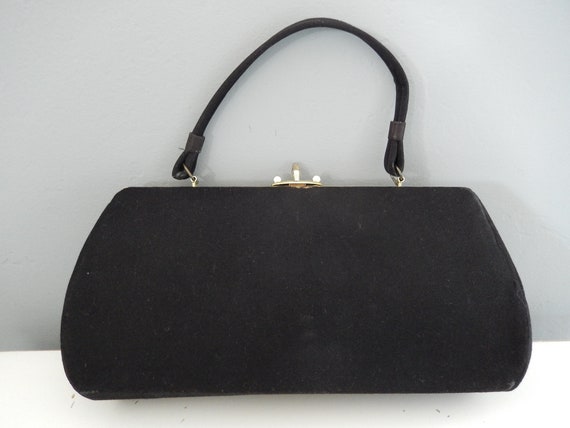 Vintage Black Purse - Decorative 1950s Purse - Se… - image 5