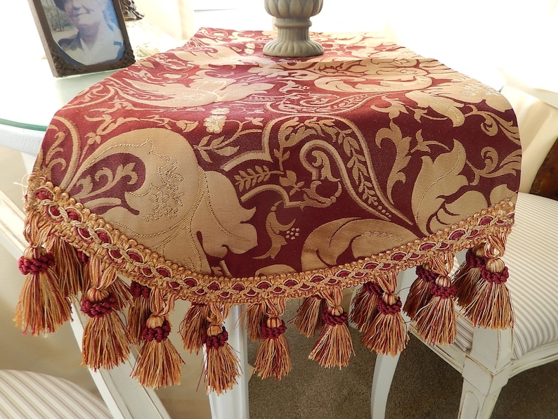 Red Formal Table Runner Victorian Table Runner Tasseled Etsy