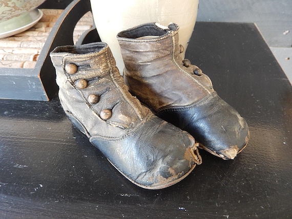 Antique Victorian Childs Shoes - 19th Century Handmade Childs/baby