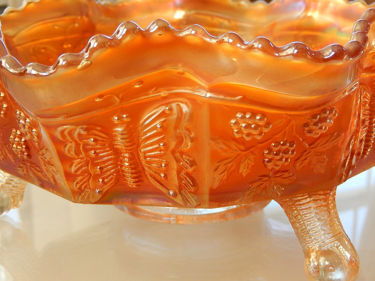 Antique Carnival Glass Depression Glass Marigold Orange Etsy