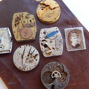 Vintage Watch Parts Assortment- Mixed Steampunk Supplies - For Repair/Repurposing/Jewelry/Collage/Parts/Mixed Media/WP16