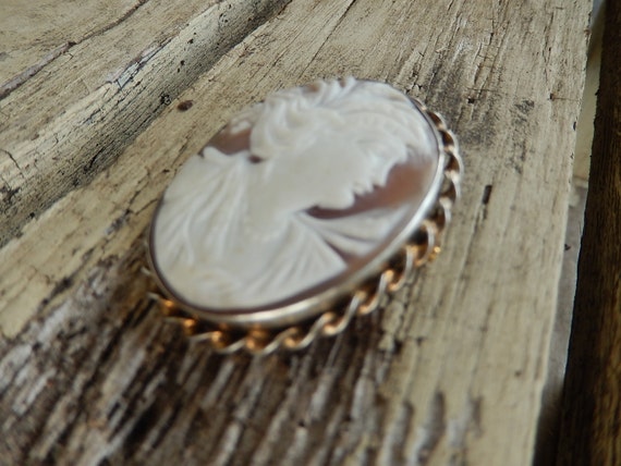 Antique Cameo Brooch - Art Nouveau Broach - Sterl… - image 5