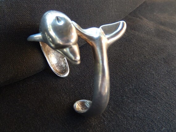 Dolphin Silver Bangle - 925 Silver Cuff - Dolphin… - image 5