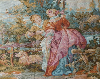 Italian Woven Tapestry - New Vintage Italian Tapestry - Pastoral Scene Woven Tapestry - Tapestry Wall Hanging - Genuine Italian Tapestry