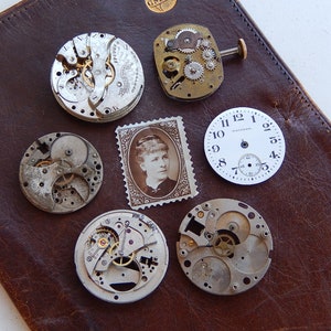 Vintage Watch Parts Assortment- Mixed Steampunk Supplies - For Repair/Repurposing/Jewelry/Collage/Parts/Mixed Media/WP17