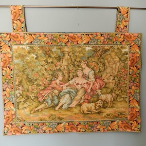 Italian Woven Tapestry - Wall Tapestry with Border - Genuine Woven Tapestry - Hanging Tapestry with  2 Loops - Romantic Scene Tapestry