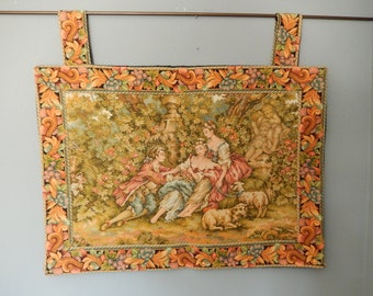 Italian Woven Tapestry - Wall Tapestry with Border - Genuine Woven Tapestry - Hanging Tapestry with  2 Loops - Romantic Scene Tapestry