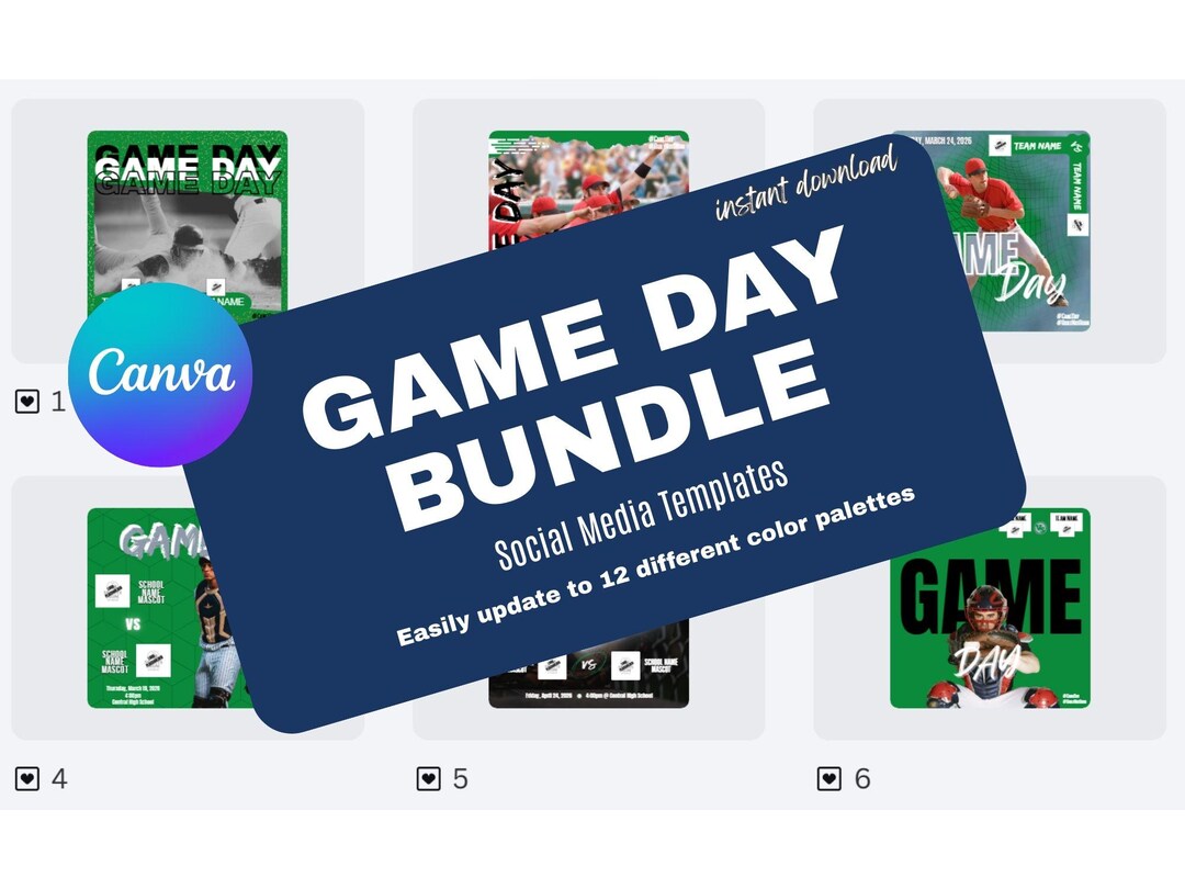 Baseball Game Day Canva Templates | Editable Sports Graphics (digital ...