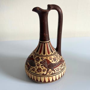 Vase en terre cuite en terre cuite grecque pour décoration d'étagère méditerranéenne, cadeau pour amoureux de la Grèce