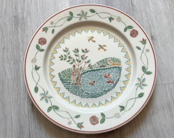 Villeroy & Boch Folk Art Plate, American Sampler 1981 Salad Plate, Country Style Wall Plate