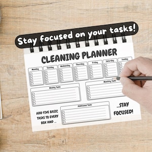 Cleaning Planner Printable | Weekly & Monthly Cleaning Schedule | Minimalistic Task Tracker