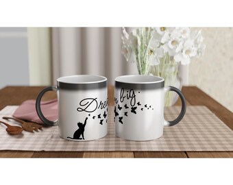 Magic Mug 325ml | Color Changing Coffee Mug Gift | Minimalist Coffee Mug | Cat Dream Big