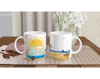 Camping Mug 325ml | Aesthetic Coffee Mug Gift | Minimalist Coffee Mug | Camper by the Sea