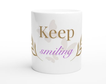 Minimalist 325ml mug | Aesthetic coffee mug gift | Minimalist coffee mug | Keep smiling