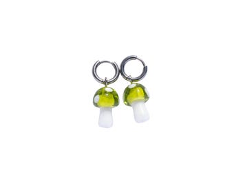 Mushroom Earring Green Silver