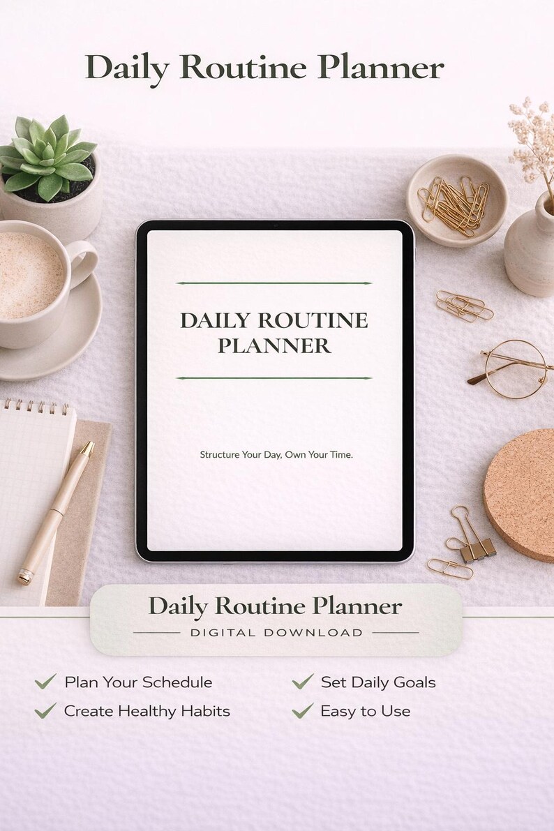 Daily Routine Tablet Daily Routine Template Printable | Daily Schedule PDF | Morning Routine ...