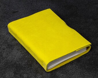 Personalized leather journal • outdoor gift for men • yellow hiking journal • custom leather notebook • travel journal