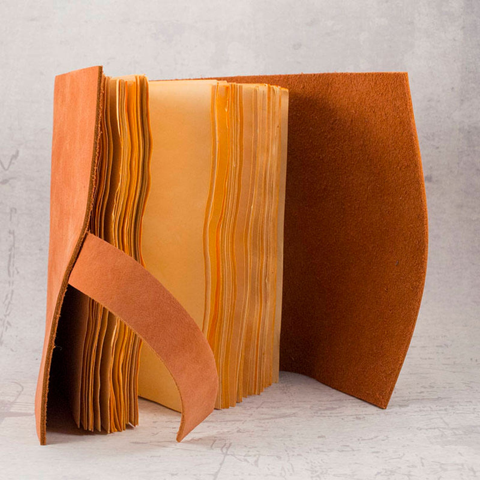 Personalised Orange Leather Journal Sketchbook Junk Journal Etsy